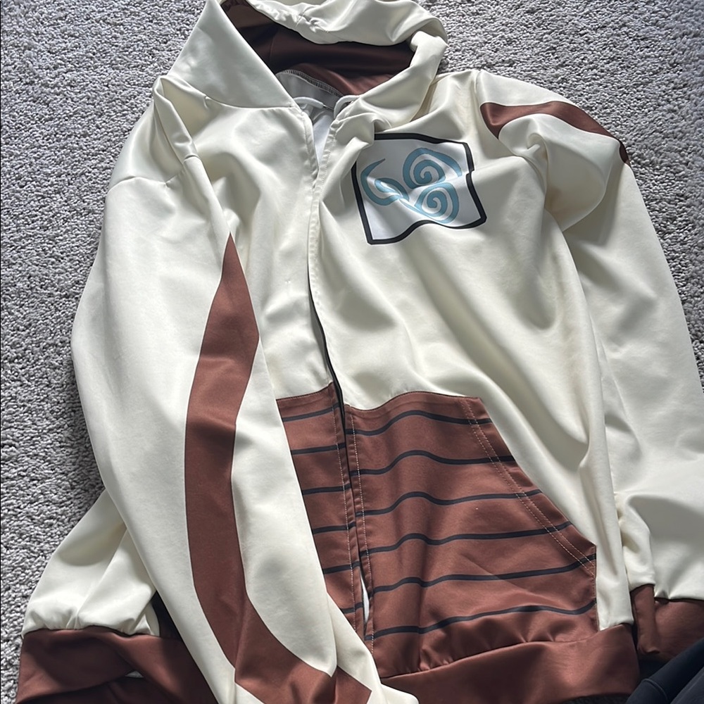 Men's Cream and Brown Hooded Jacket